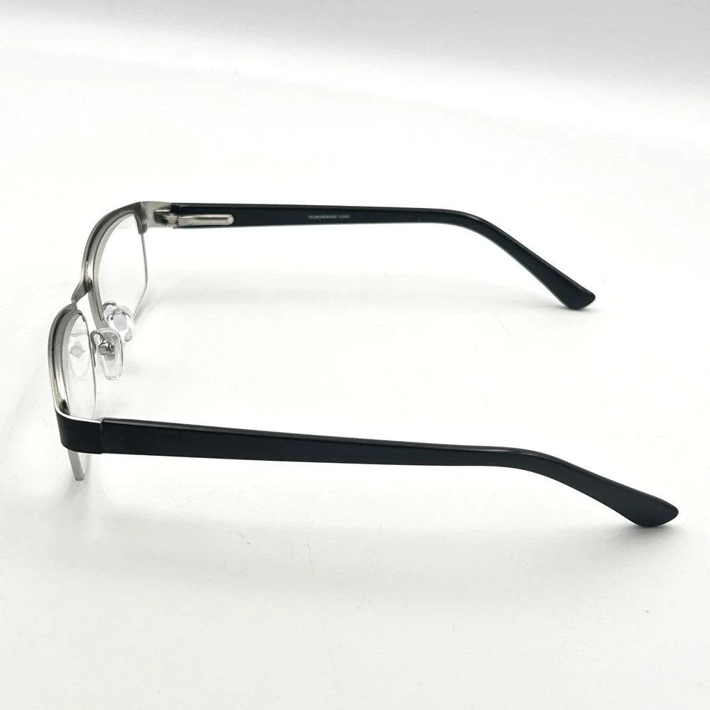 ICU Eyewear Reading Glasses +1.75 Black Silver Semi Rimless Rectangular Readers